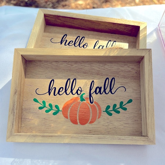 DolledUp Home- “Hello Fall” Wooden Shadow Box Decor Hanging Accent Piece - Picture 2 of 2